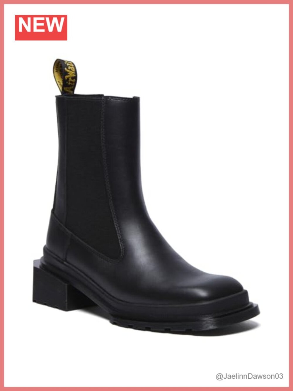 Wanama Leather Slip-On Chelsea Ankle Boots Square Toe Low Profile Sole